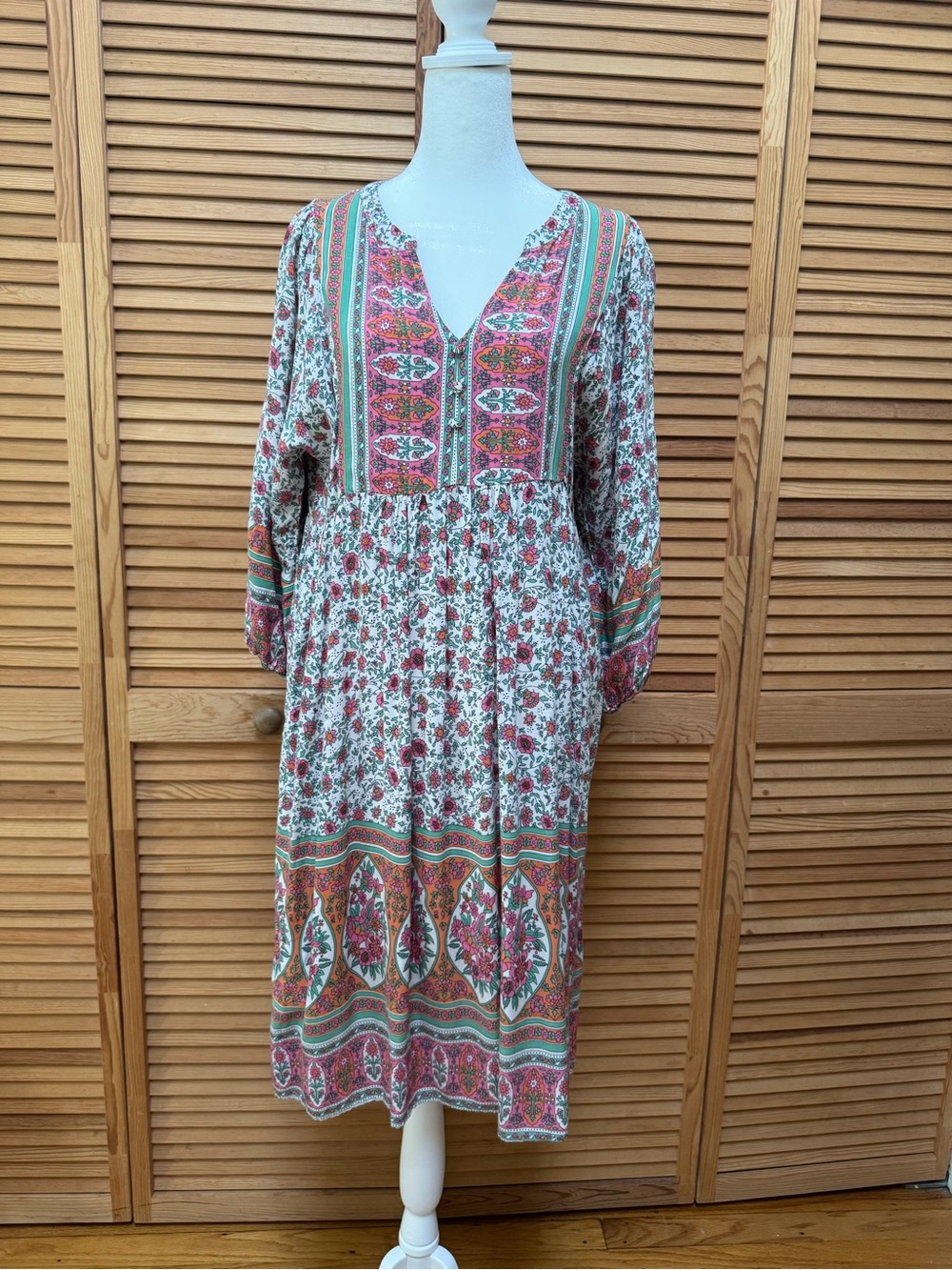 JODIFL Whimsical Floral Cottagecore Peasant Dress Size Small Boho